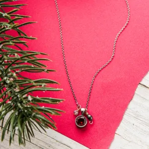 Red Garnet Cluster Necklace with Labradorite and Black Diamond