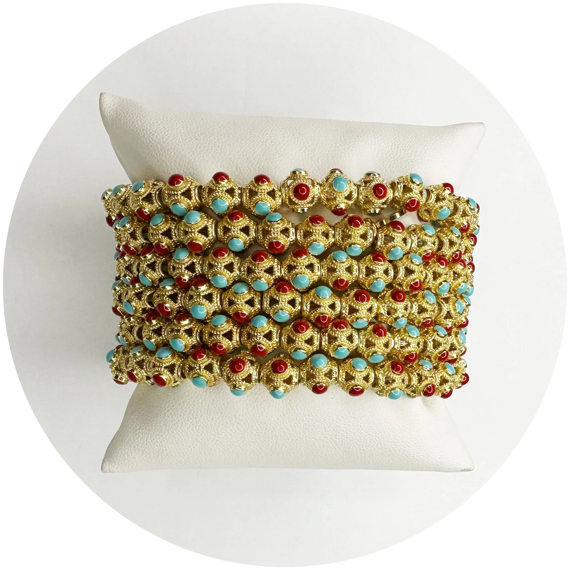 Red/Turquoise Filigree Bracelet