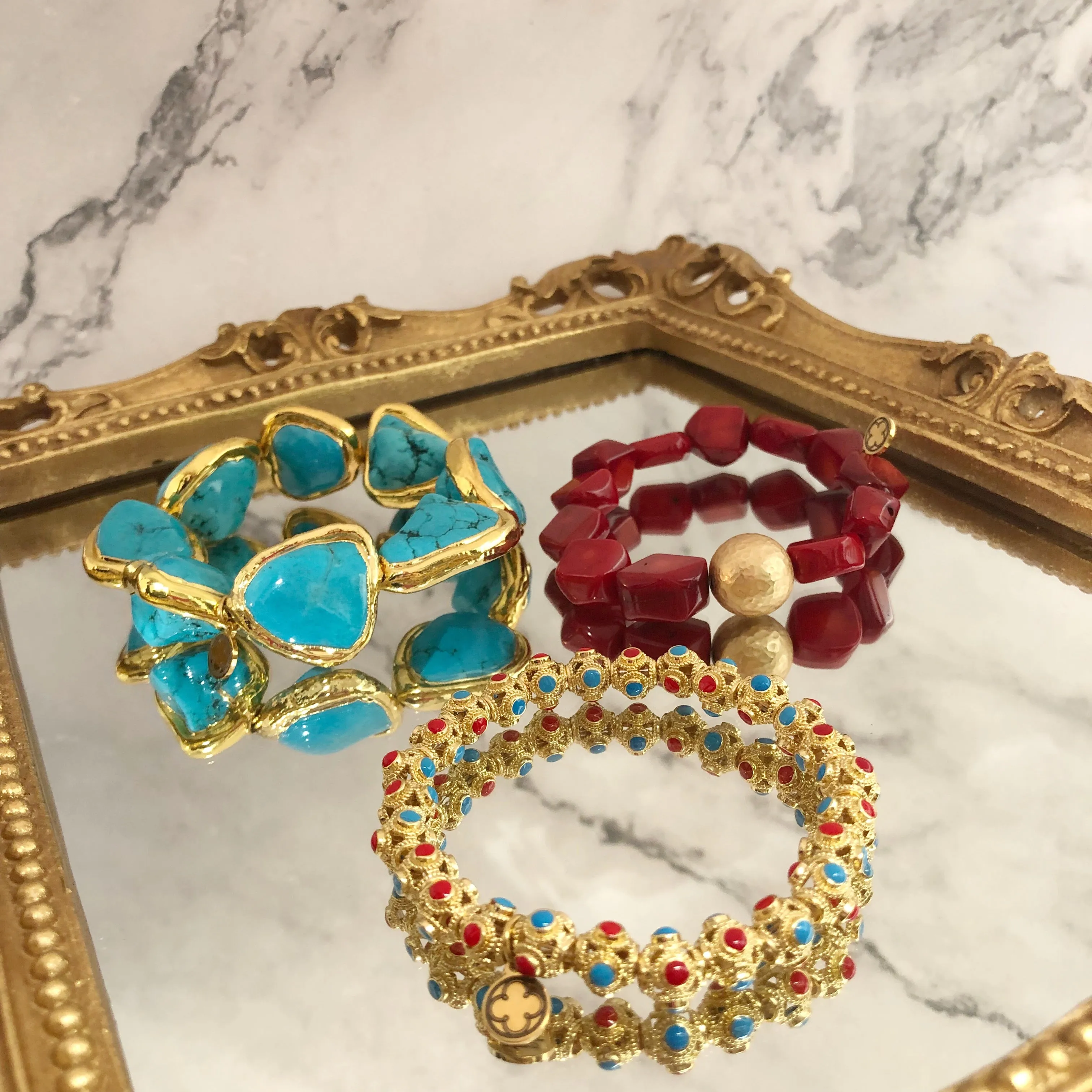 Red/Turquoise Filigree Bracelet