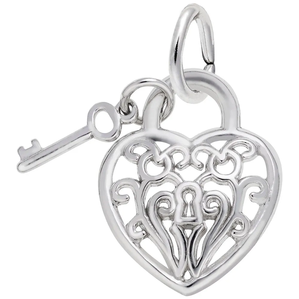 Rembrandt Charms - Filigree Heart & Key Charm - 8364