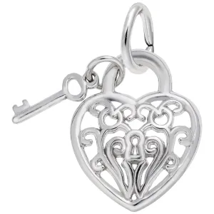 Rembrandt Charms - Filigree Heart & Key Charm - 8364