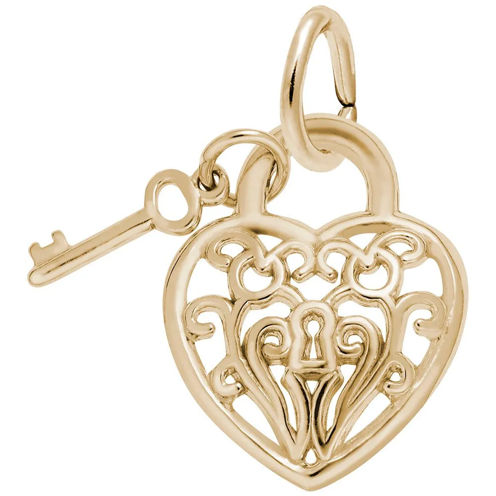 Rembrandt Charms - Filigree Heart & Key Charm - 8364