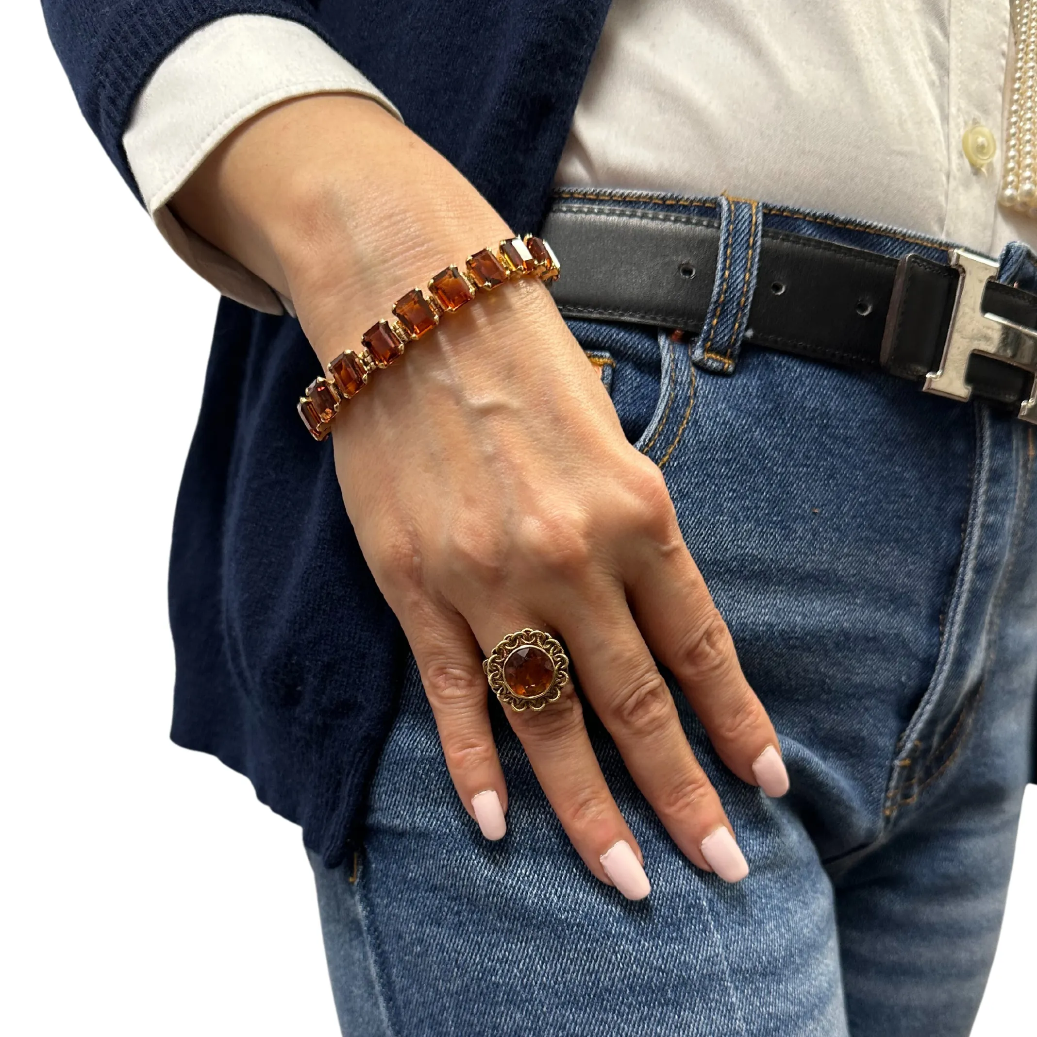 Retro 38ct Citrine 18k Gold Bracelet