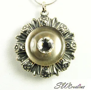 Reversible Diva Amethyst Tan Button Pendant