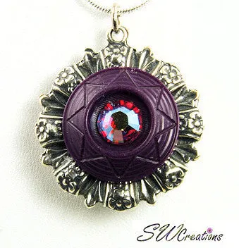 Reversible Diva Amethyst Tan Button Pendant