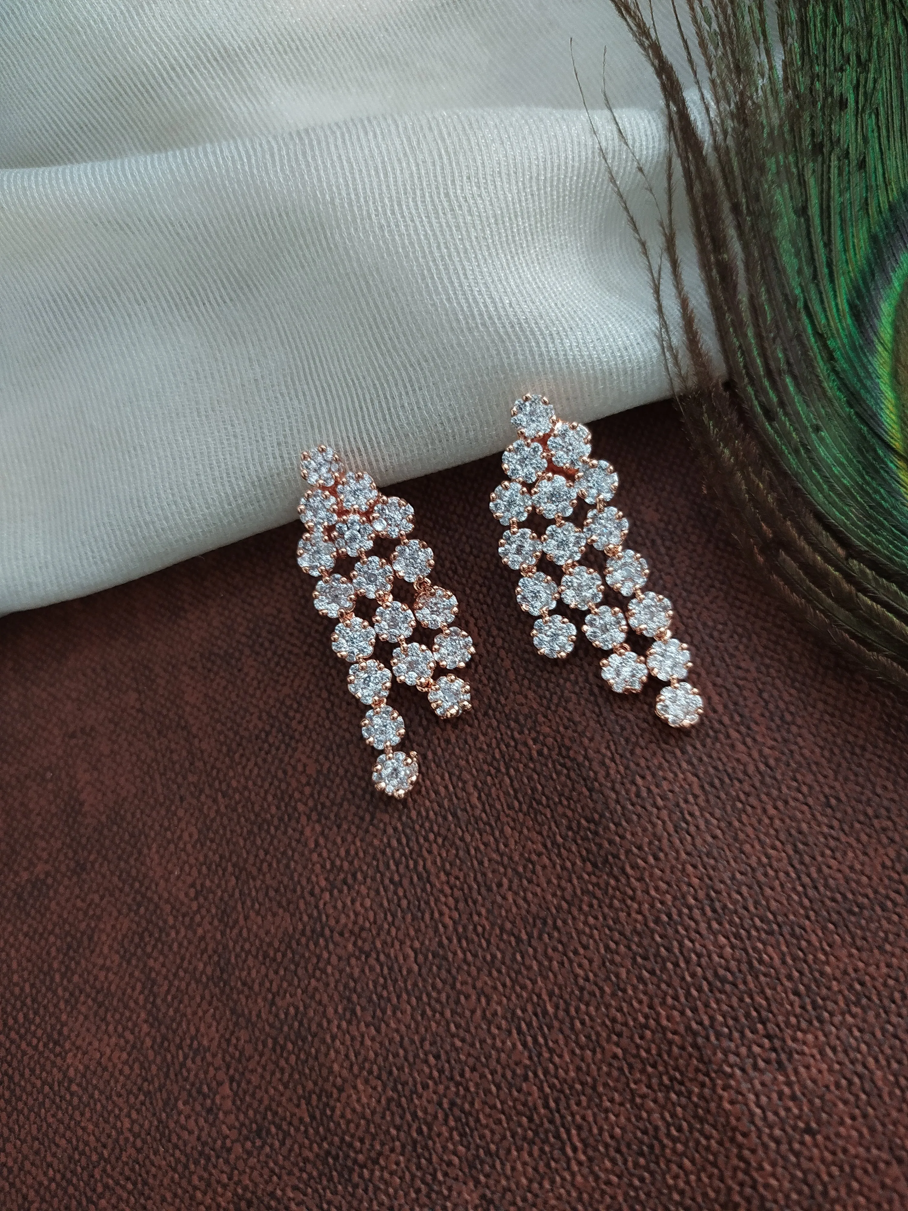 Rose Gold Polished Zircon Five Layer Long Set