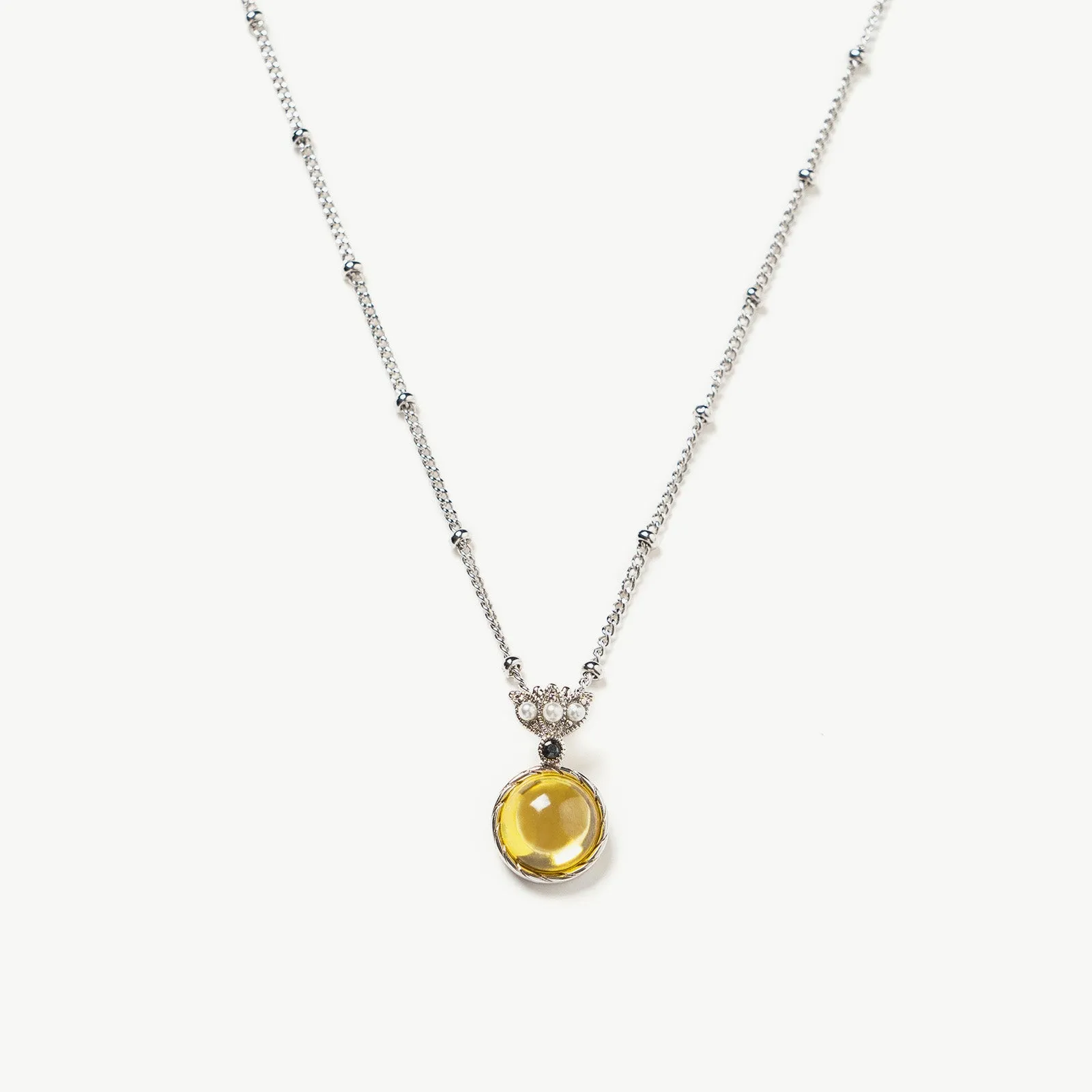 Round Gemstone Pendant Necklace