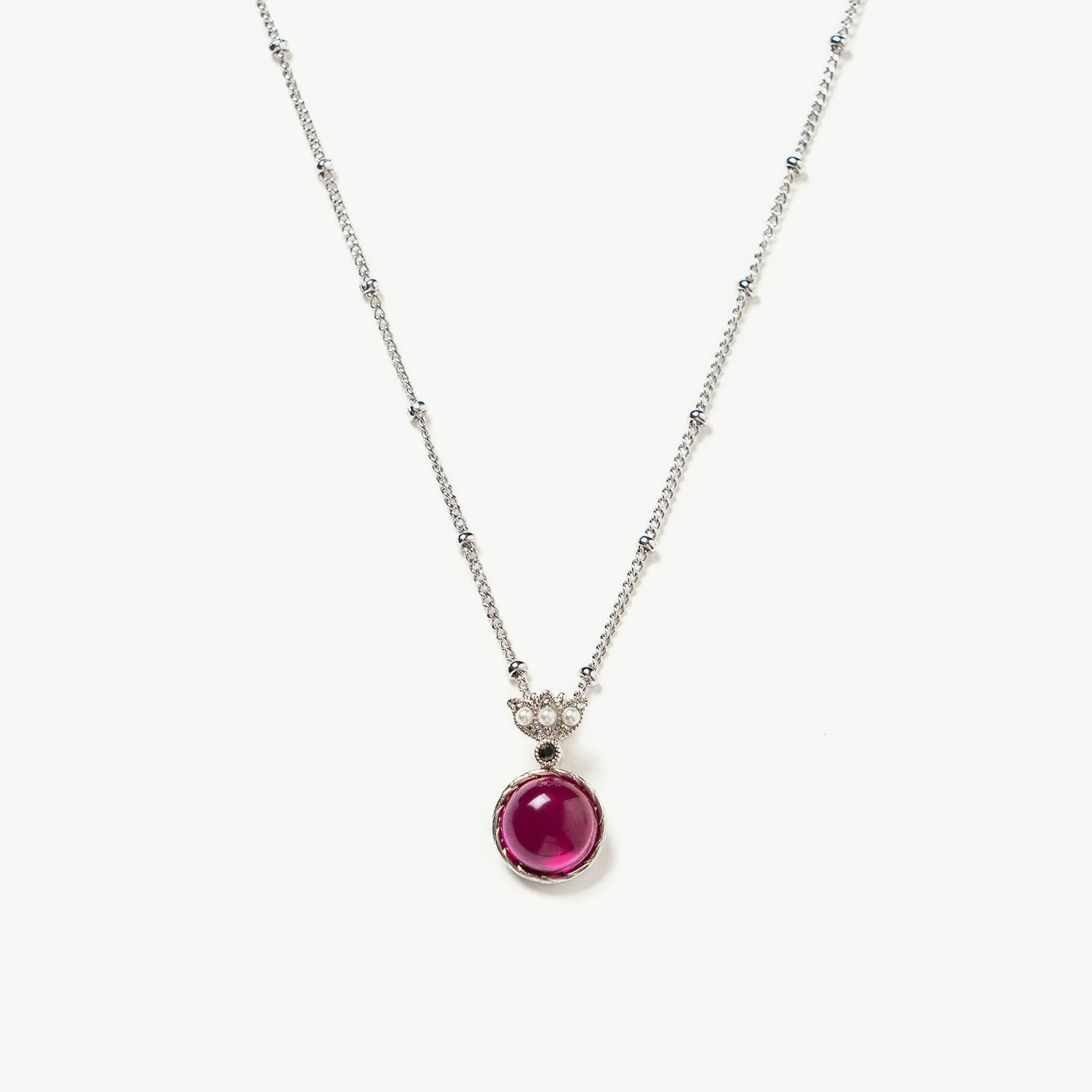 Round Gemstone Pendant Necklace