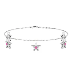 Round Pink Sapphire Star Charm Bracelet