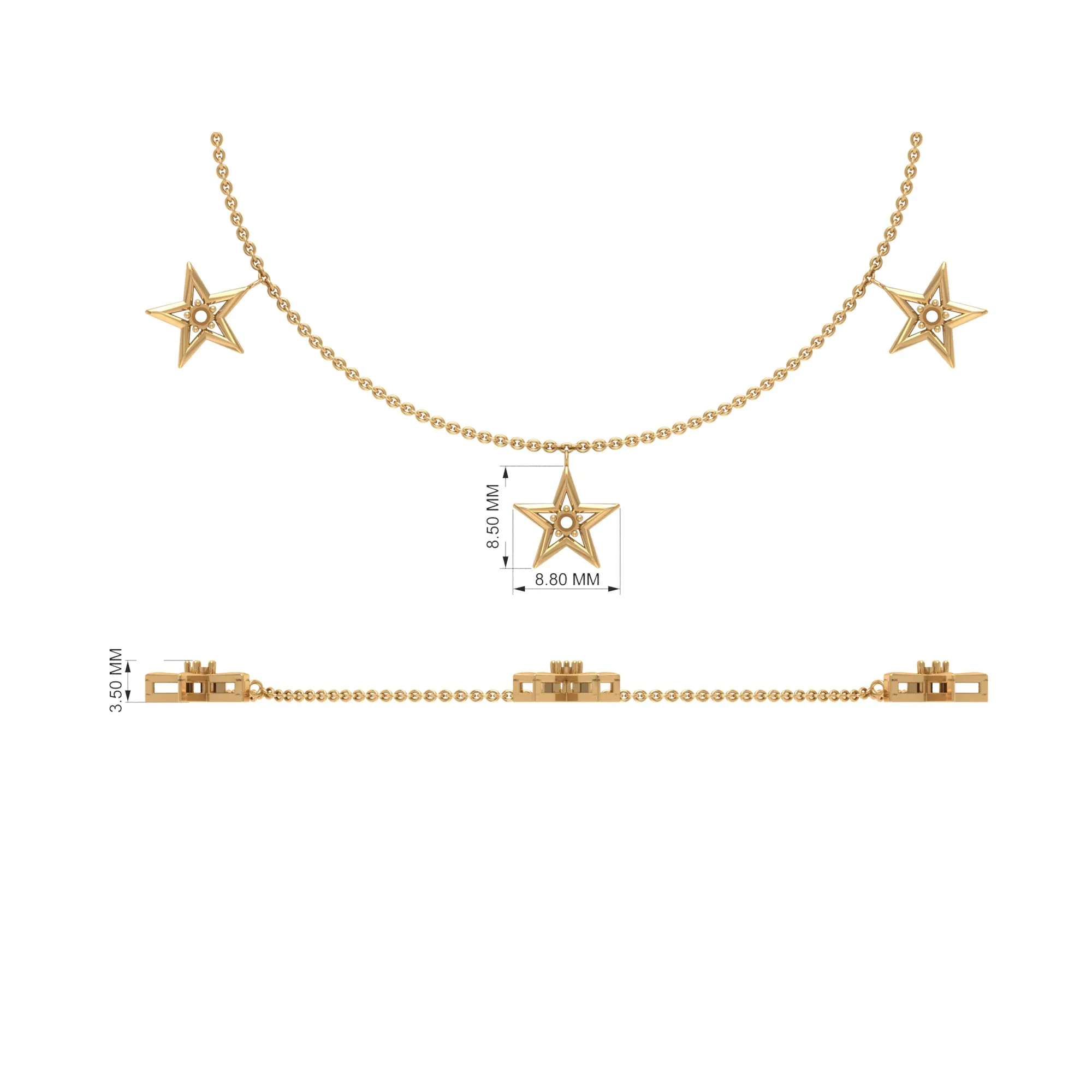 Round Pink Sapphire Star Charm Bracelet