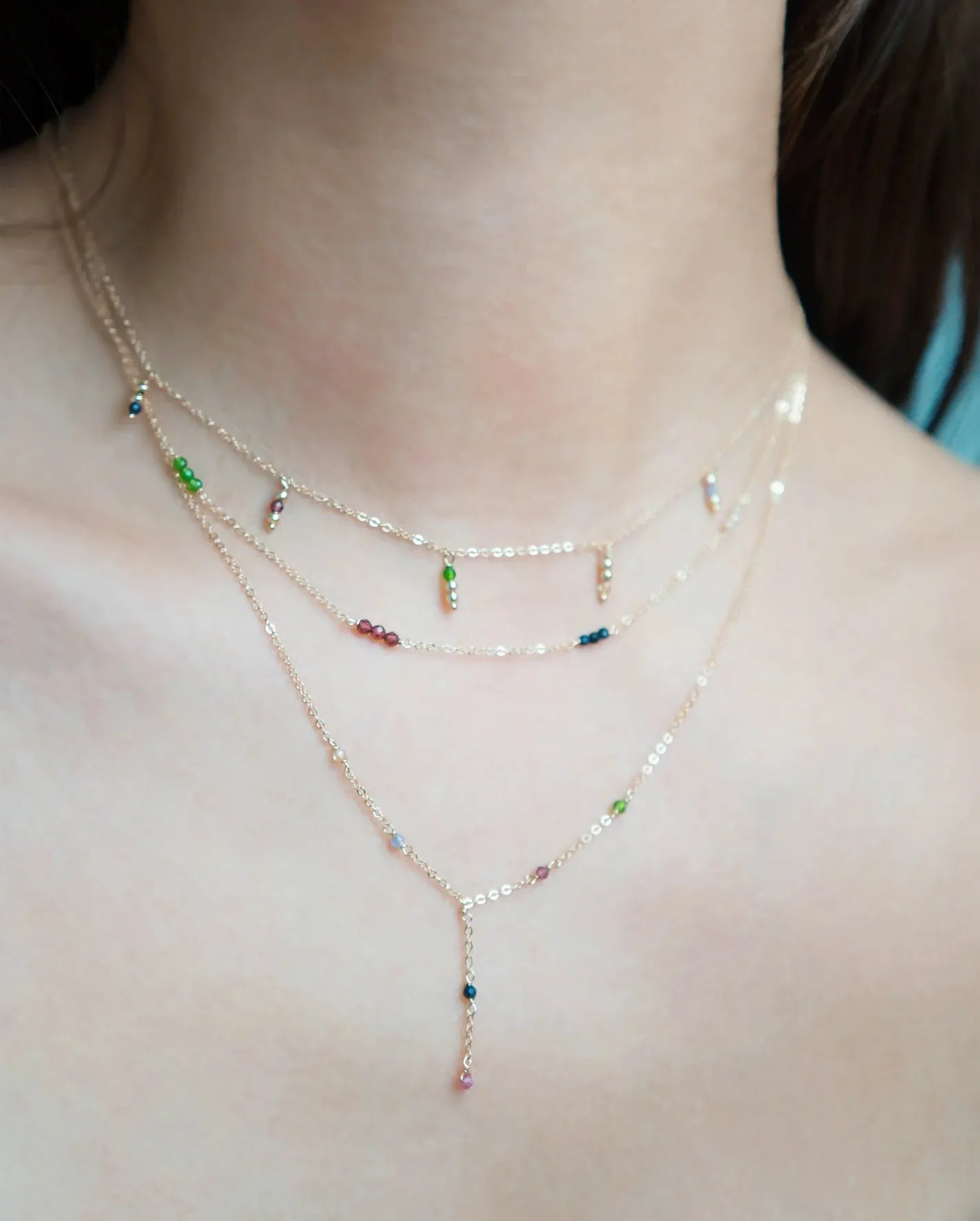 Sahar Gold Beaded Gem Necklace