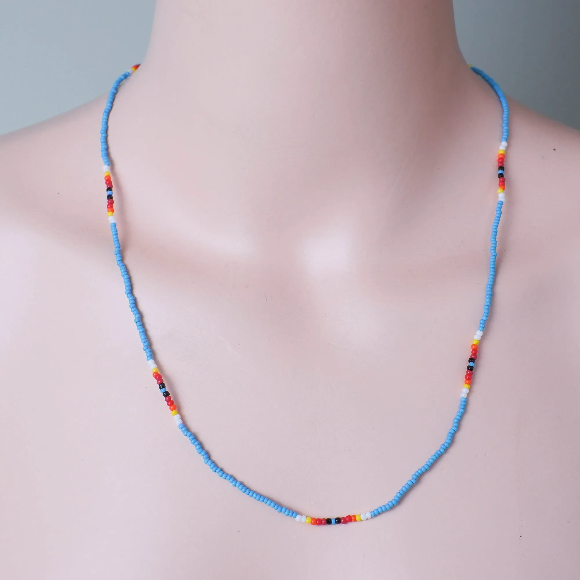 SALE 50% OFF - Long Silver Dreamcatcher Dark Blue Handmade Beaded Necklace For Women With Native American Style