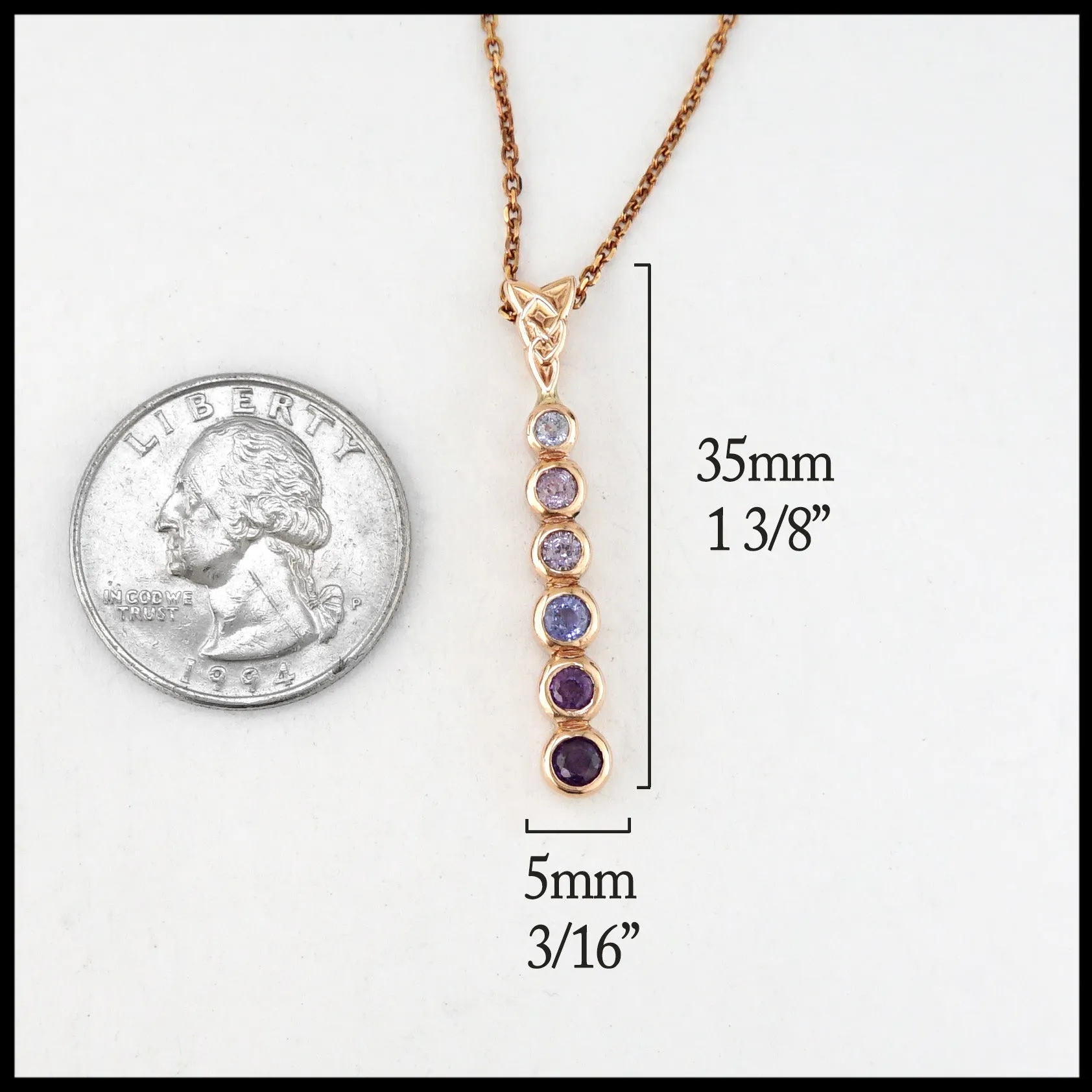 Sapphire Ombre Pendant in Rose Gold