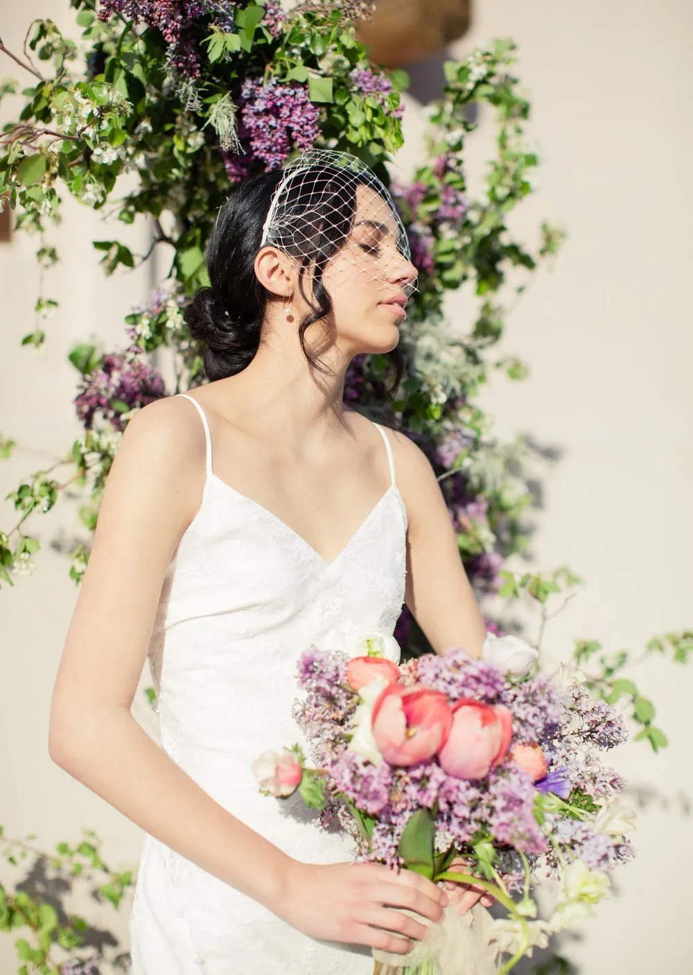 SARAH Ivory Bridal Birdcage Veil on Headband