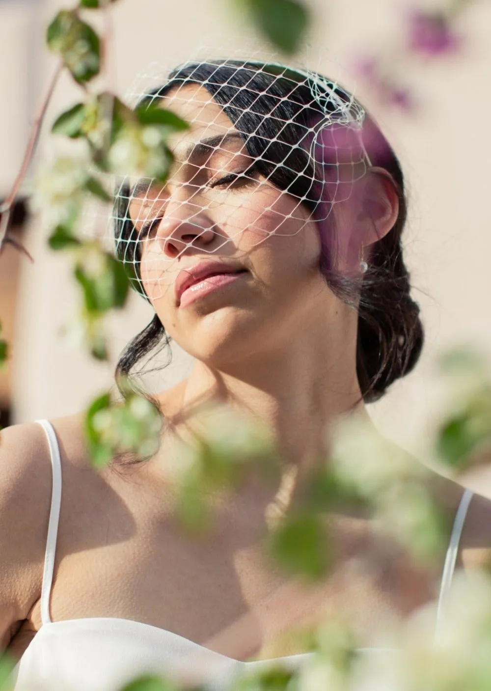 SARAH Ivory Bridal Birdcage Veil on Headband