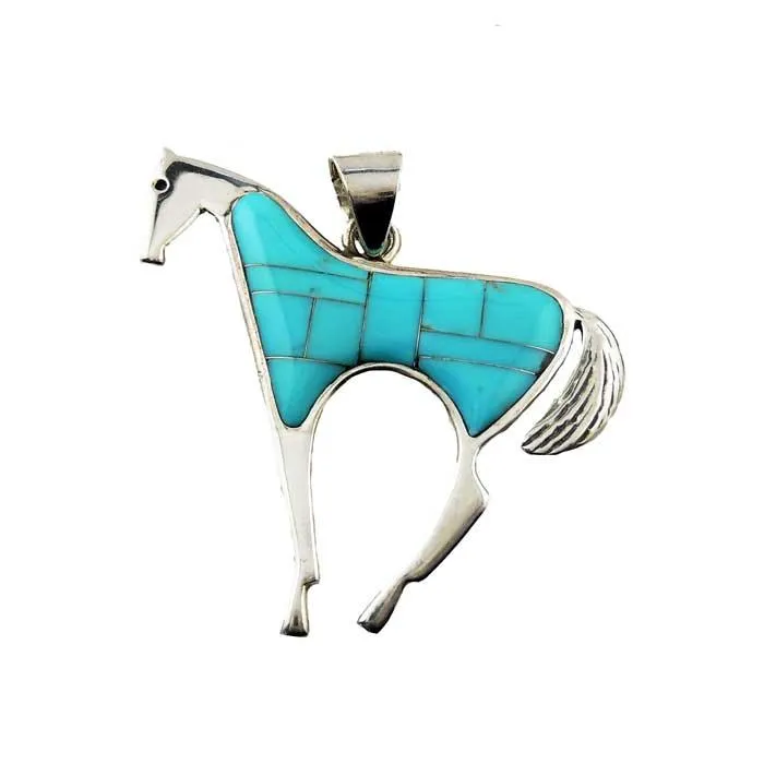 Sierra Turquoise Inlay Horse Necklace and Earrings Set