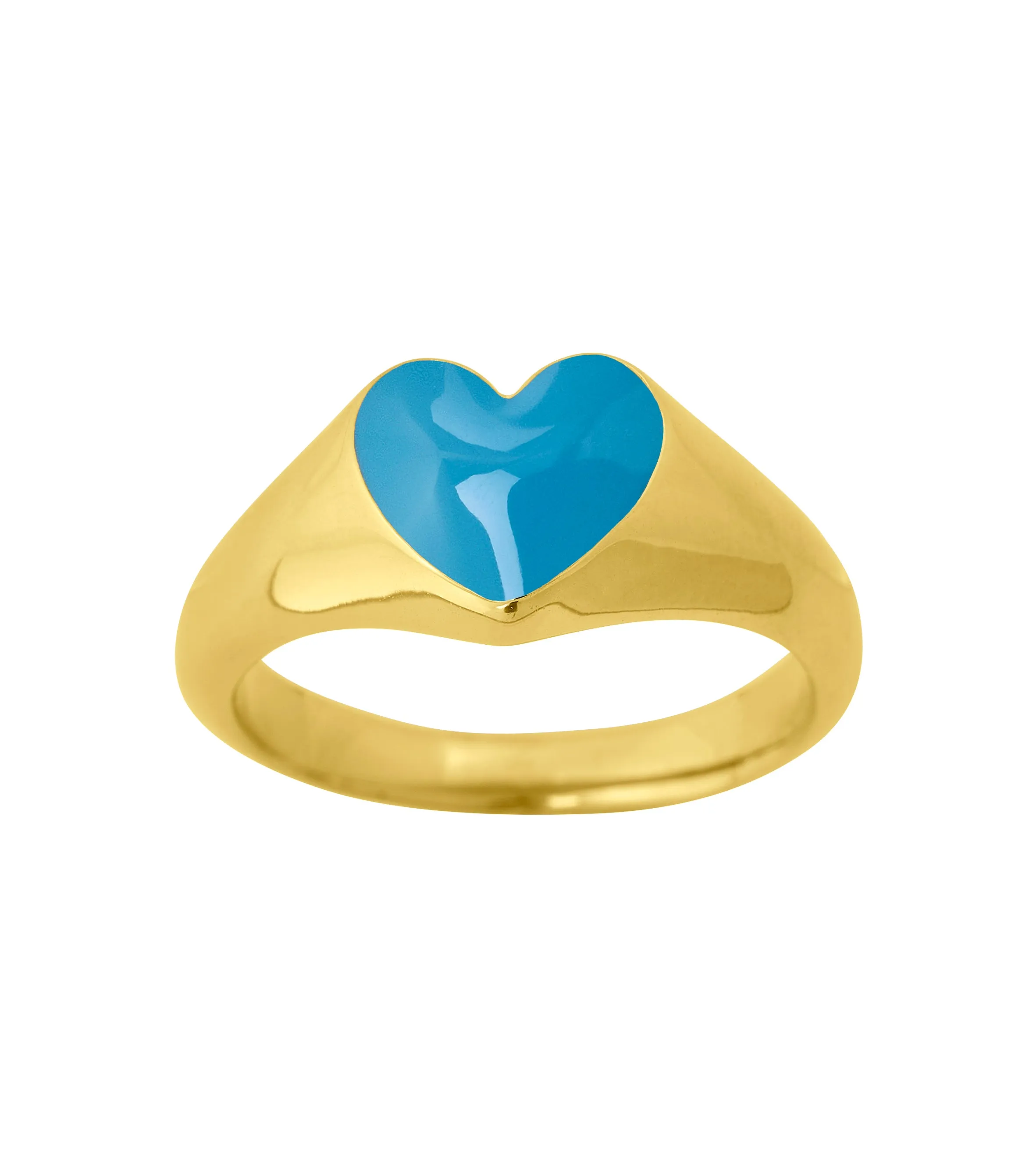 SIGNET RING HEART TURQUOISE GOLD