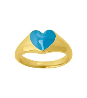 SIGNET RING HEART TURQUOISE GOLD