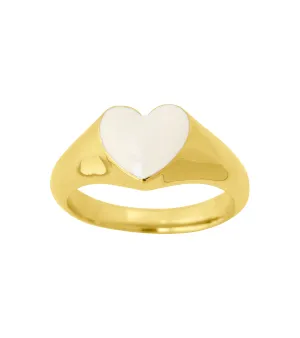 SIGNET RING HEART WHITE GOLD