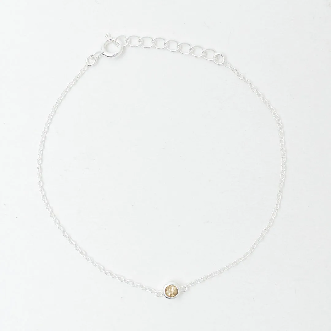 Silver Citrine Solitaire Bracelet