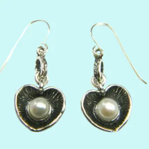 Silver earrings / Dangle earrings for women / Pearl silver earrings