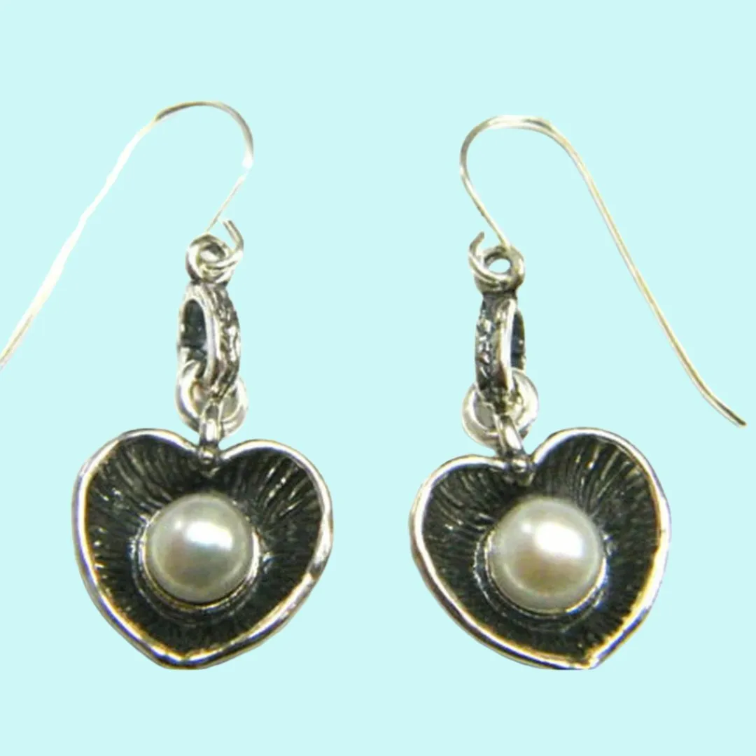 Silver earrings / Dangle earrings for women / Pearl silver earrings