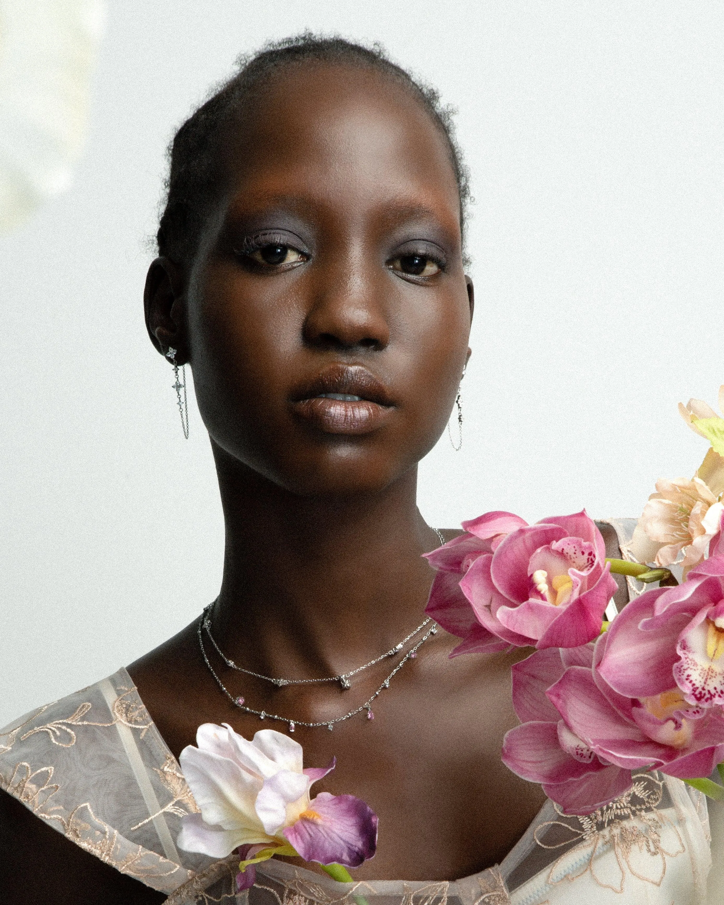 Silver Elysee Necklace in Pink