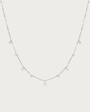 Silver Elysee Necklace in Pink