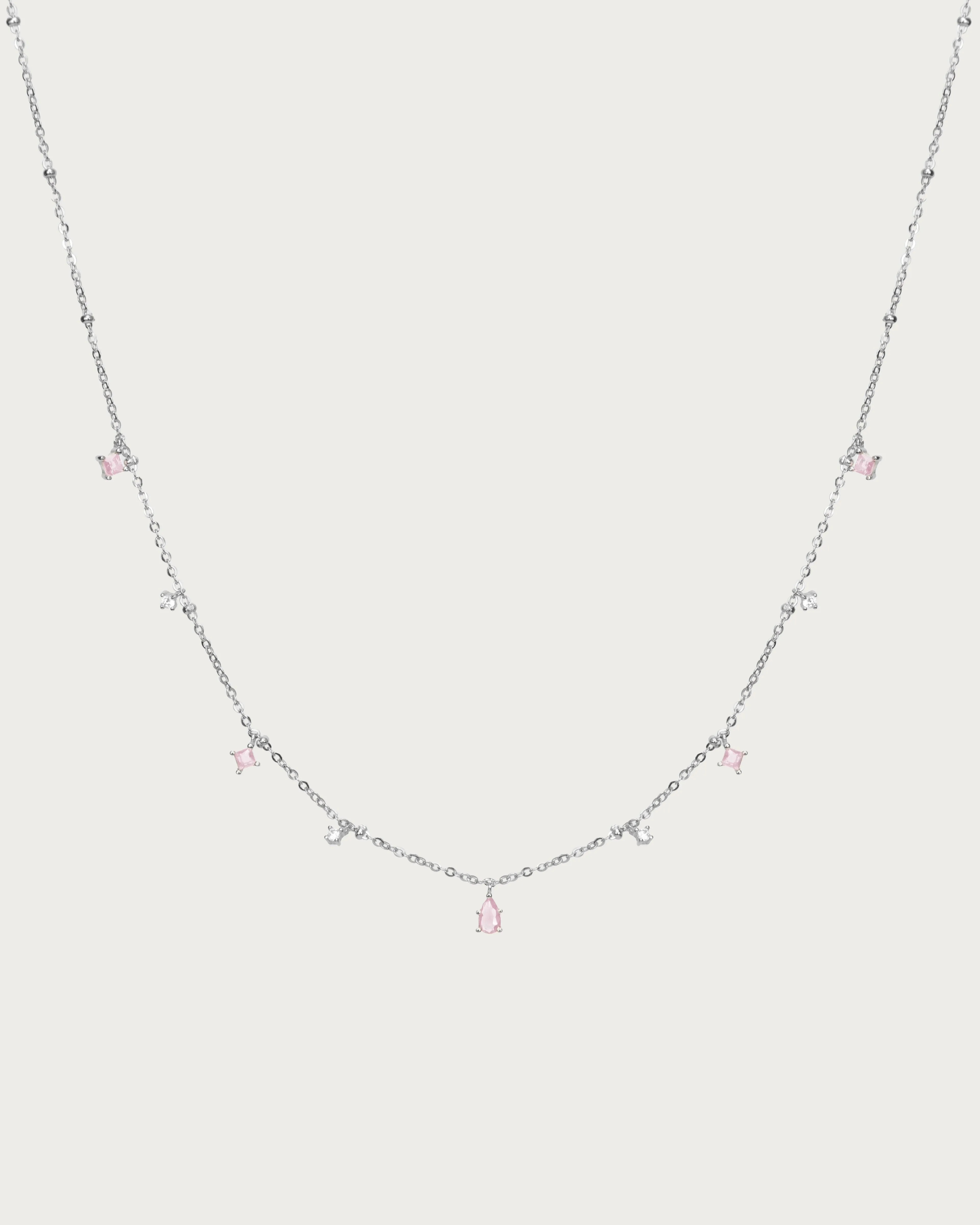 Silver Elysee Necklace in Pink