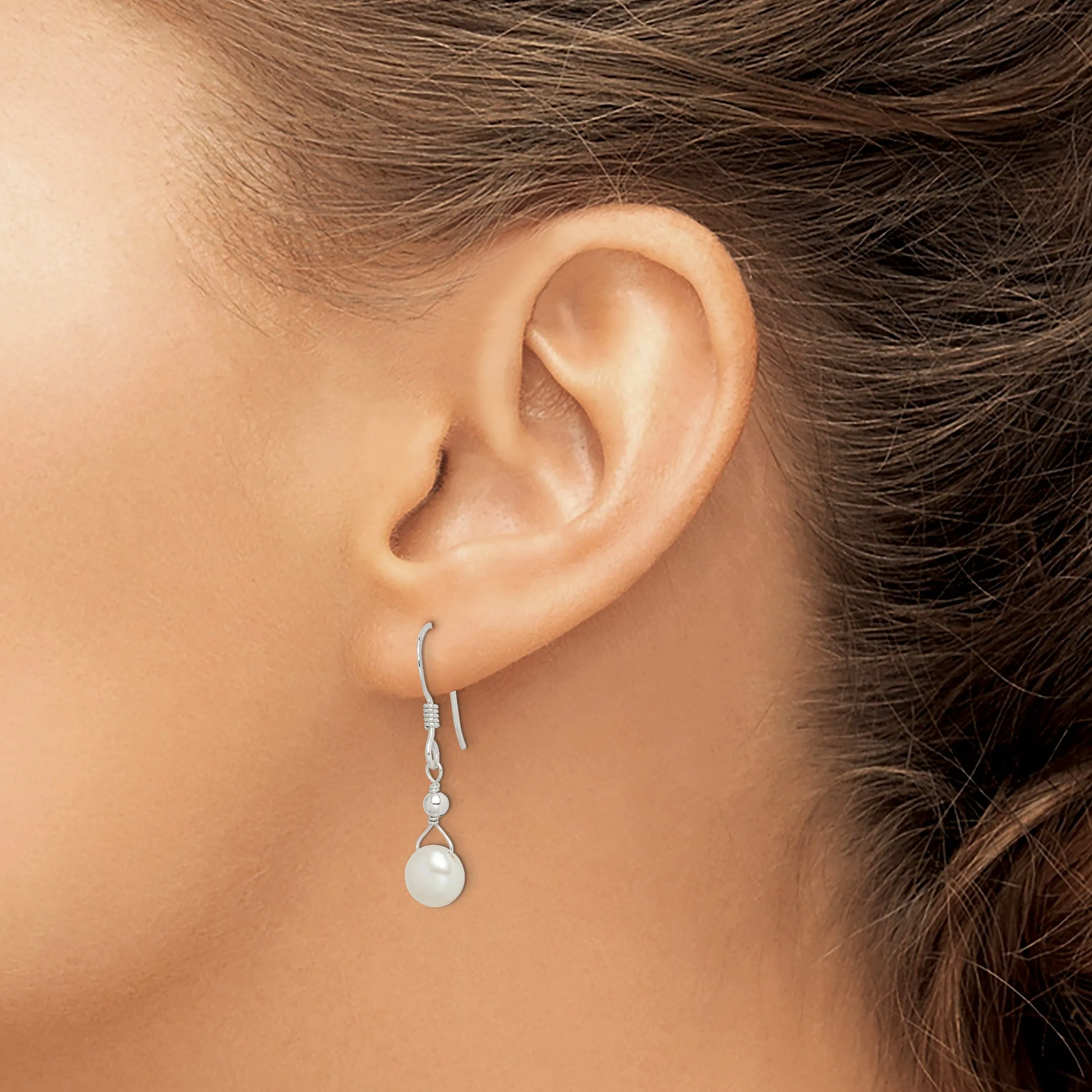 Silver Fresh Water Pearl Dangle Earrings