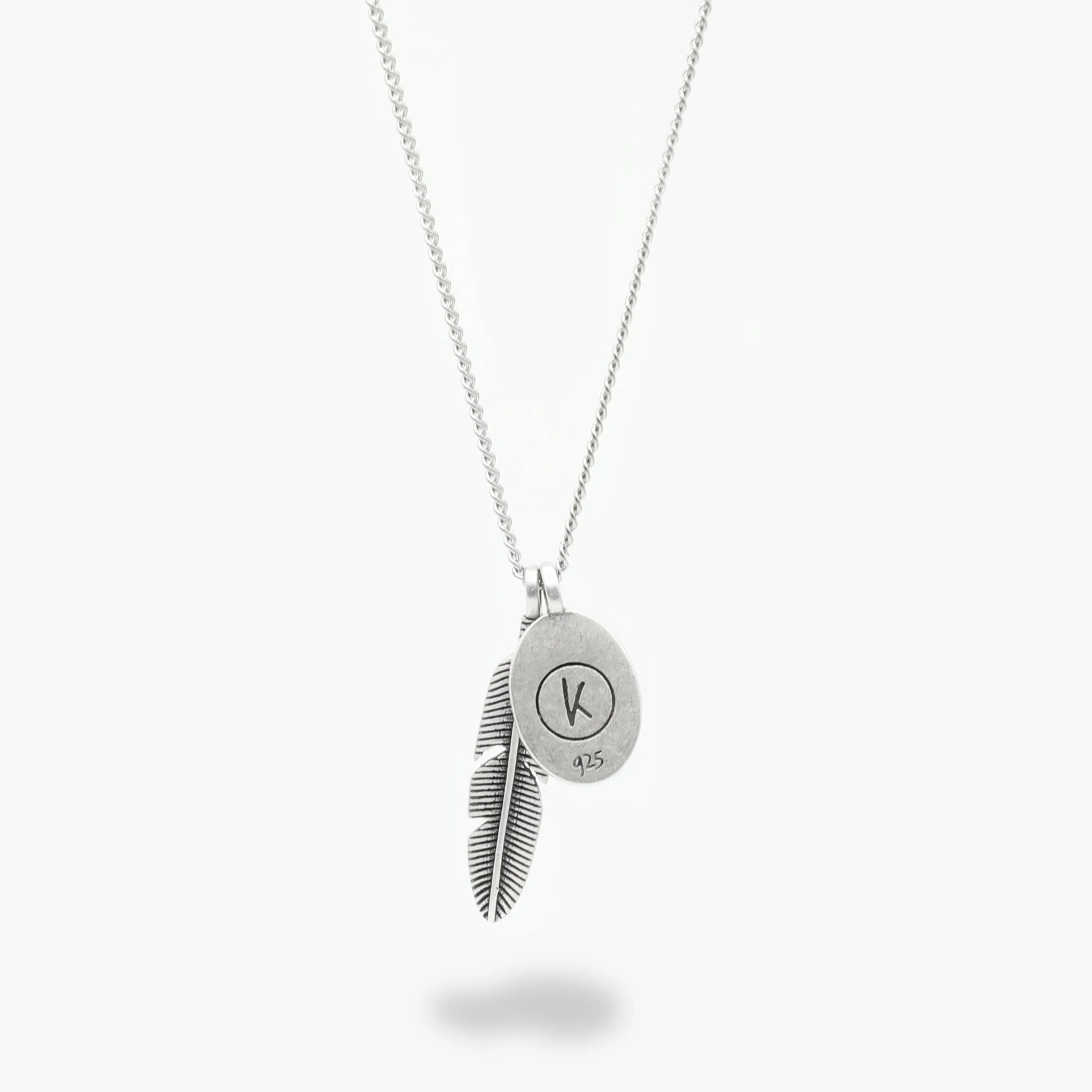 Silver Necklace With Feather And Arizona Turquoise