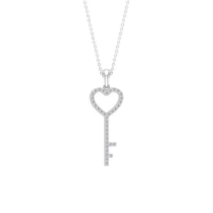 Simple Cubic Zirconia Heart Key Necklace