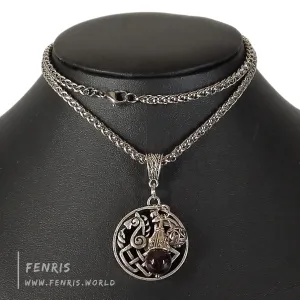 Sleipnir Necklace Silver Norse Red Garnet Bead