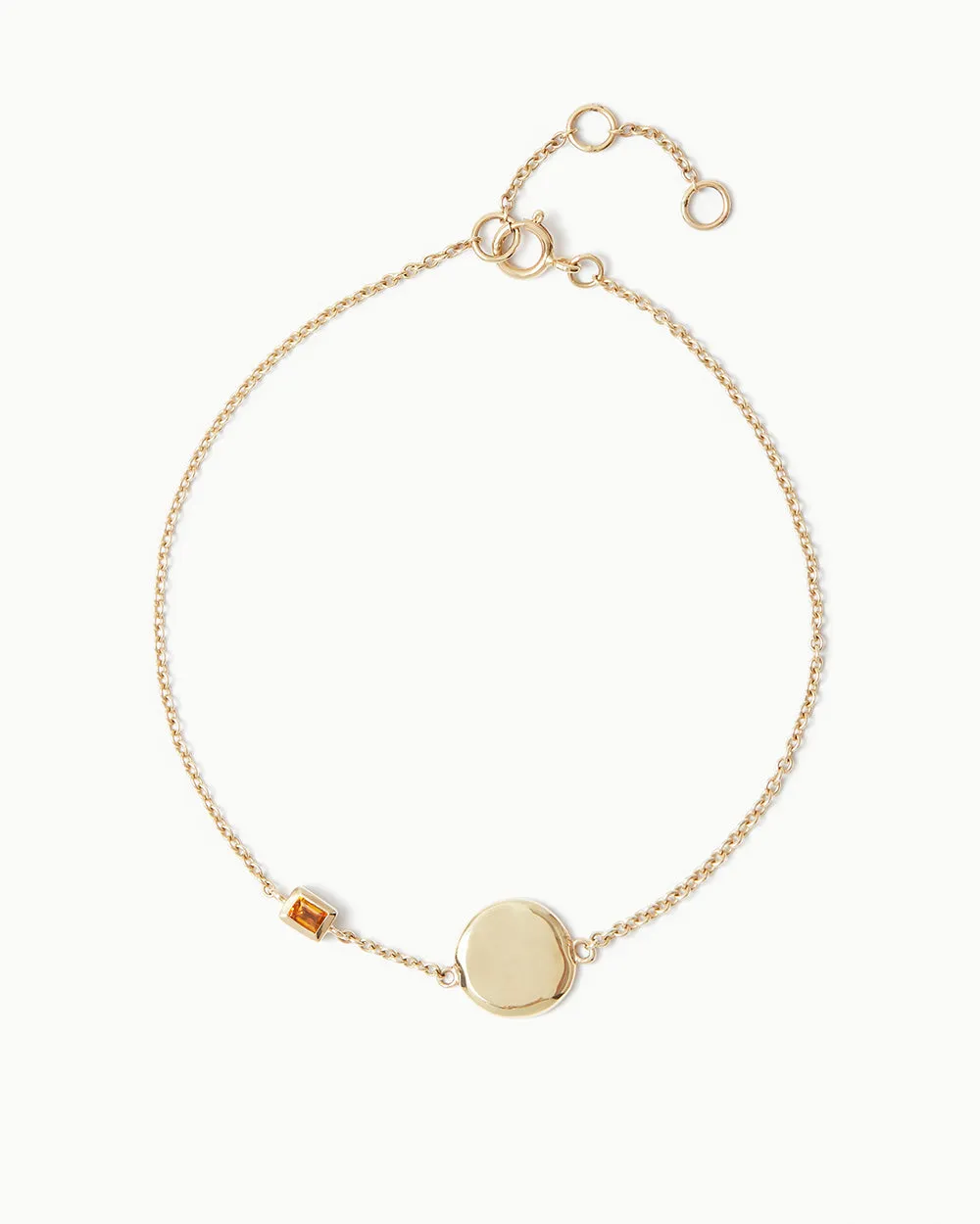 Solid Gold Citrine November Birthstone Bracelet
