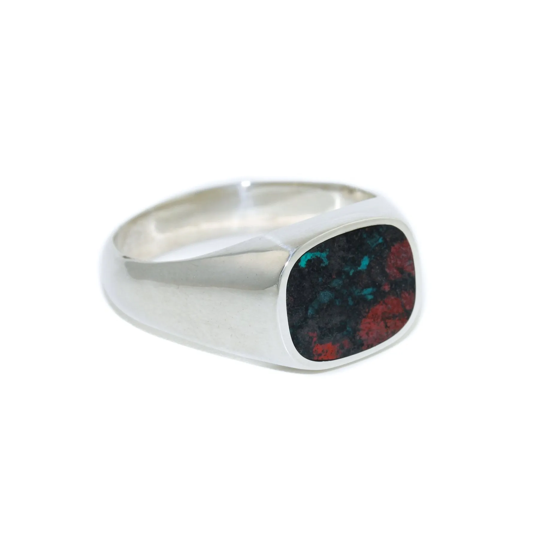 Sonoran Sunrise x Silver Square-Cut Inlay Signet by Kingdom