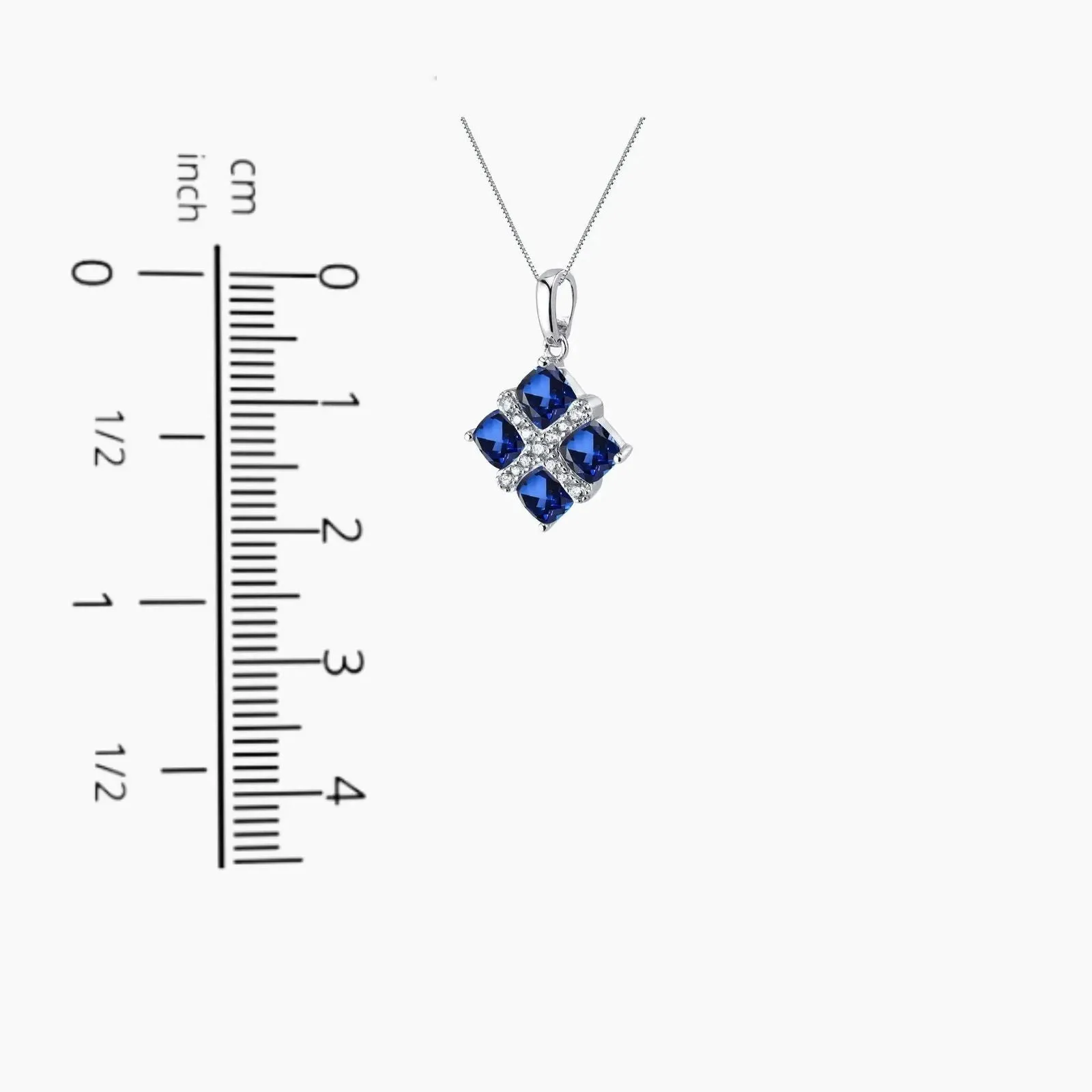 Square Sapphire Necklace in 925 Silver - Irosk Australia ®