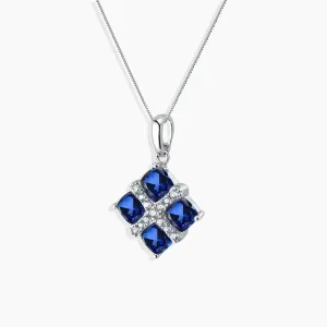 Square Sapphire Necklace in 925 Silver - Irosk Australia ®