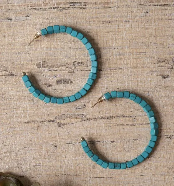 Stacked Turquoise Hoop Earrings