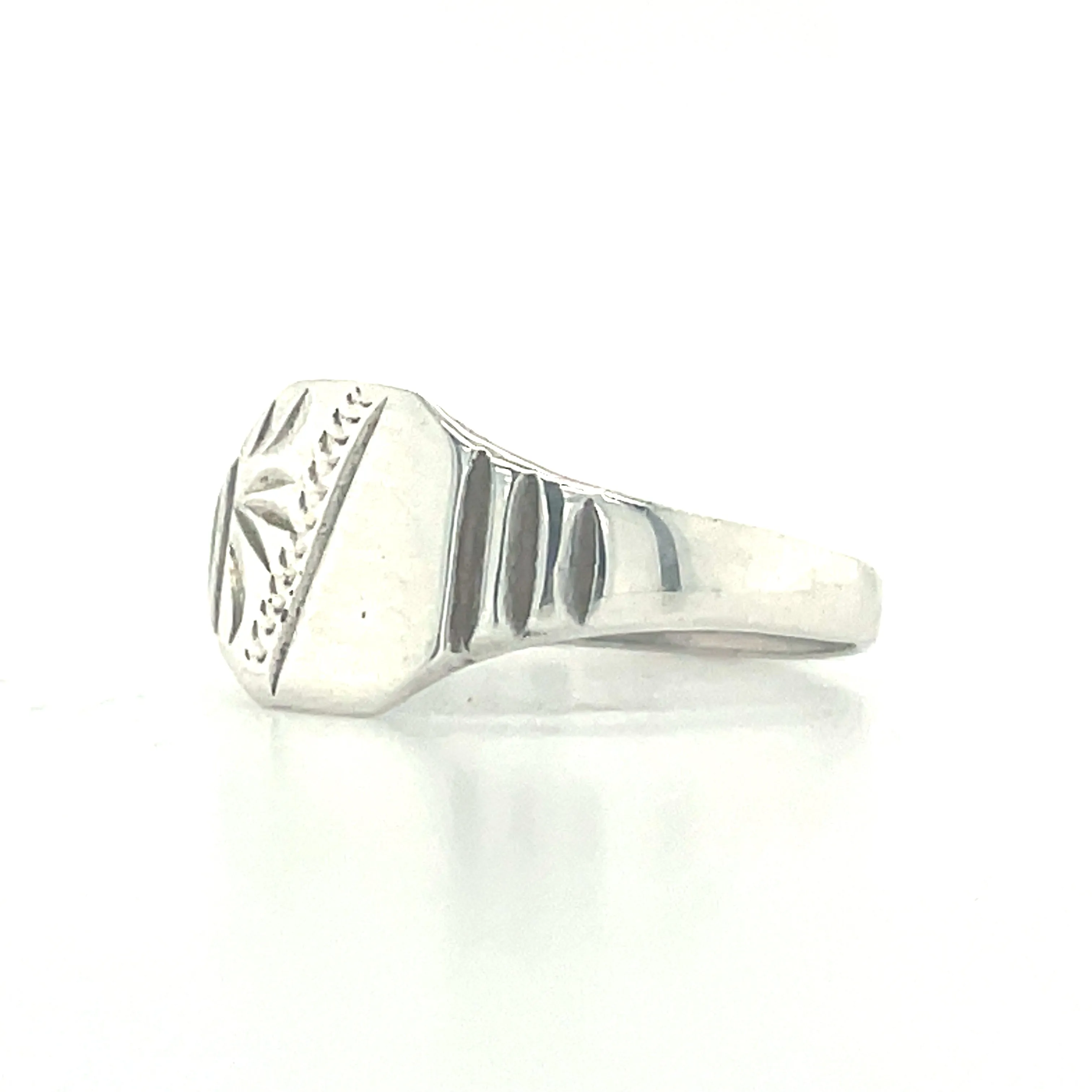 Sterling Silver Engraved Square Signet Ring