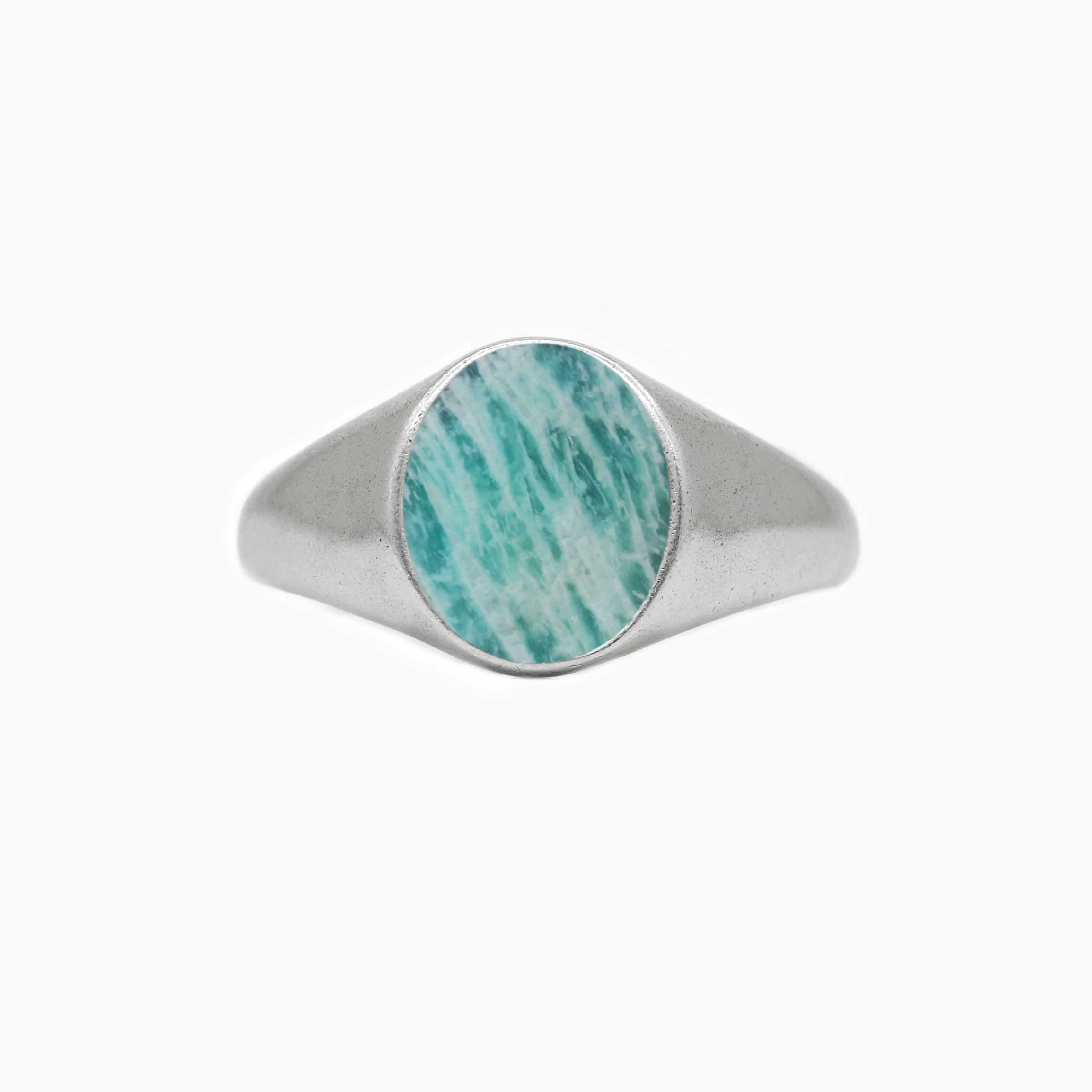 Sterling Silver Oval Signet Ring With Amazonite Stone