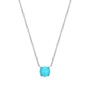 Sterling Silver Solitaire Turquoise Necklace