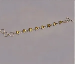 Sterling Silver Trillion Cut Citrine Toggle Bracelet