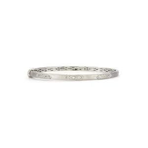 Sterling Silver White Topaz Hexagon Clusters Bangle