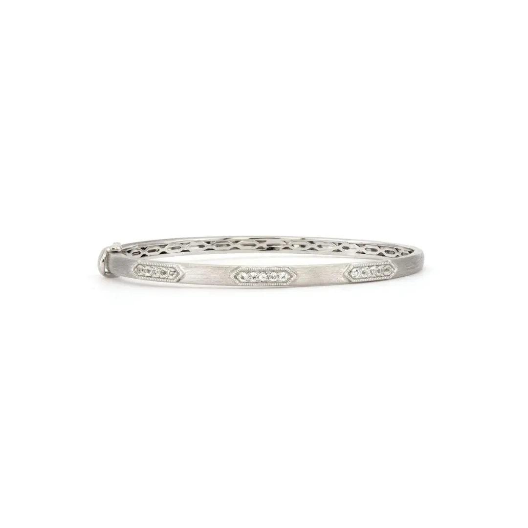 Sterling Silver White Topaz Hexagon Clusters Bangle