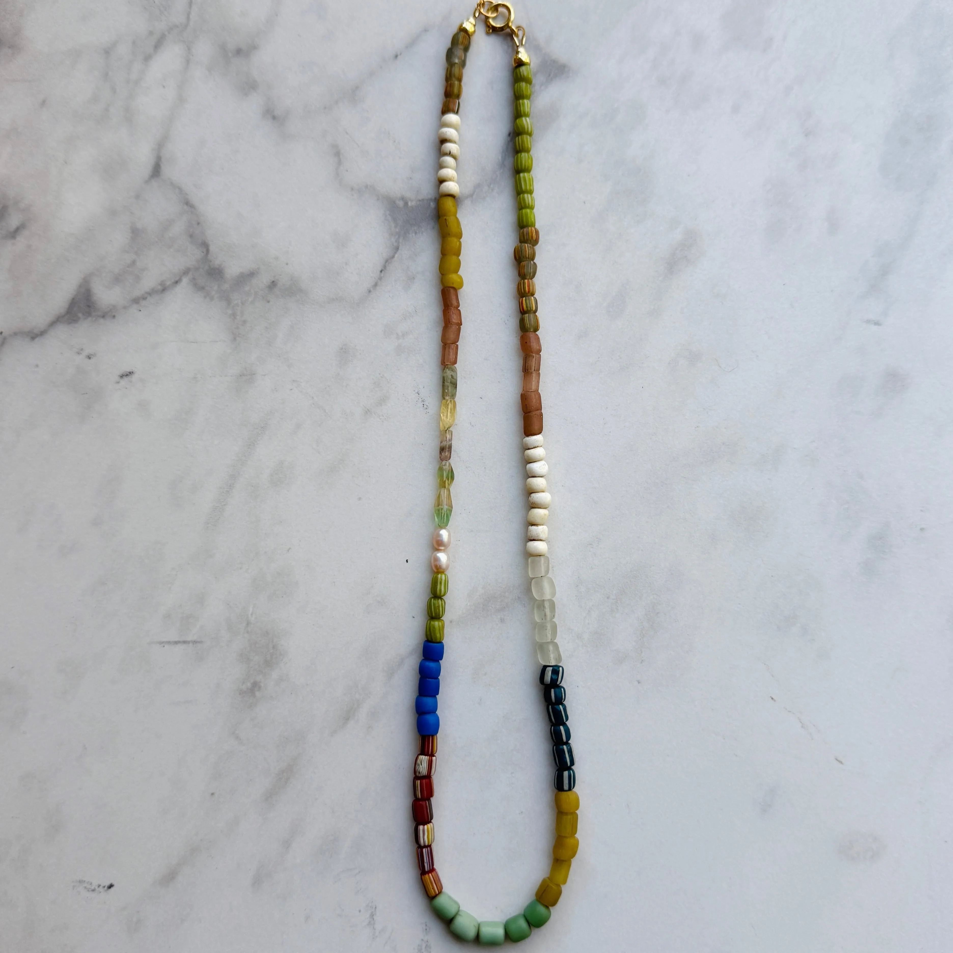 Stone Cache Gemstone Necklace "Pastel Trade Beads"
