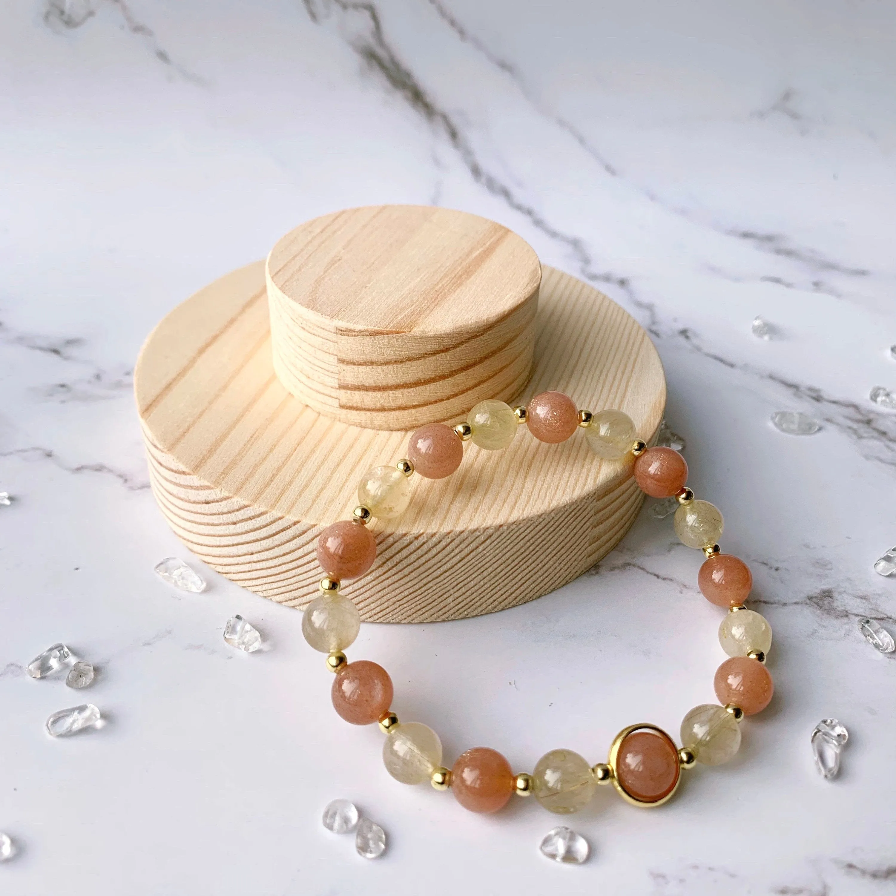 Sunstone & Citrine Gold Beaded Bracelet