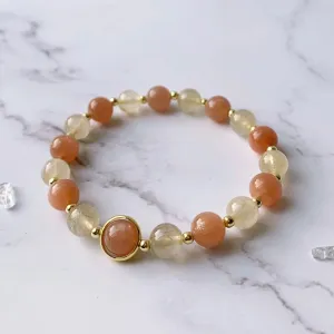 Sunstone & Citrine Gold Beaded Bracelet