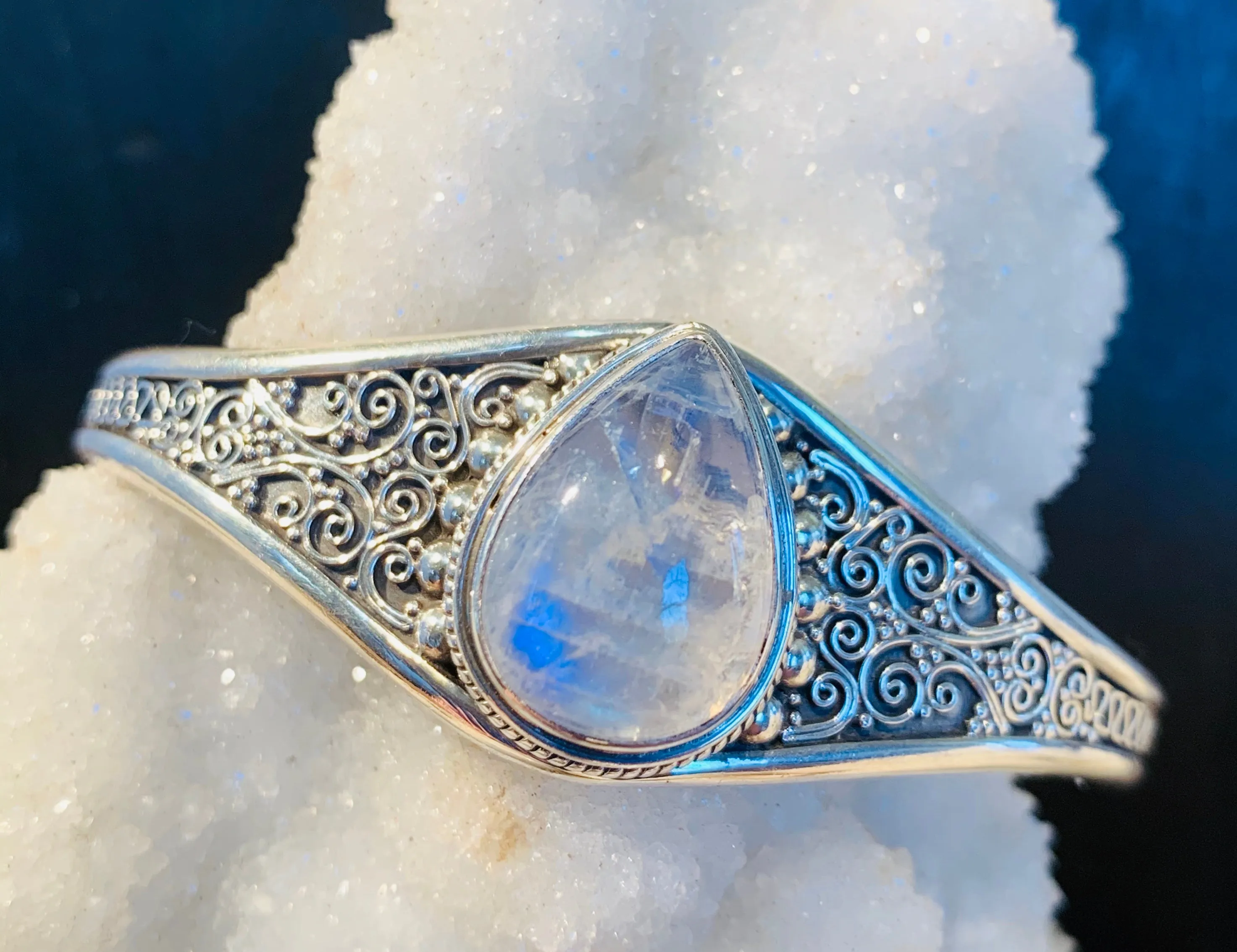 Swirling Moonstone Goddess Cuff