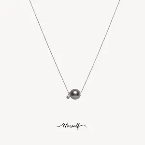 Tahiti Pearl Necklace Zircon Accent 18K Gold