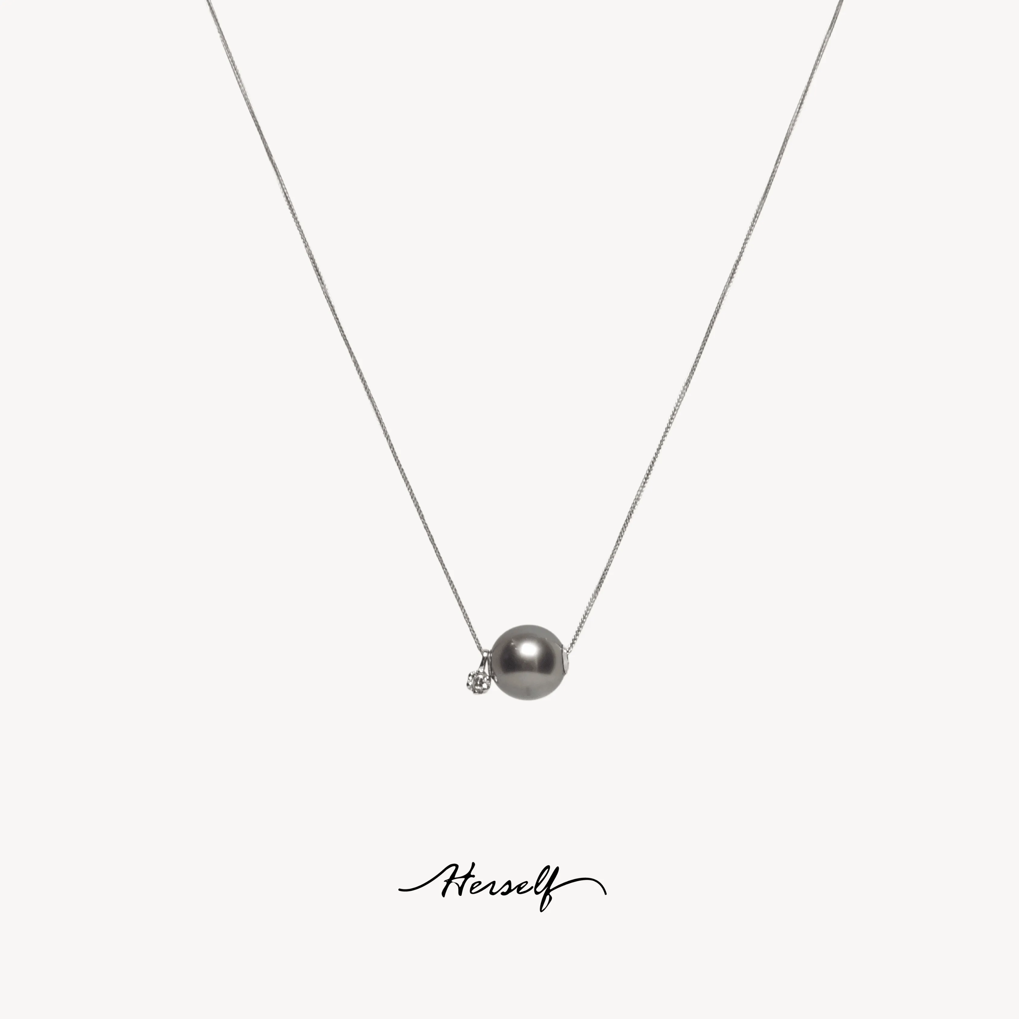 Tahiti Pearl Necklace Zircon Accent 18K Gold